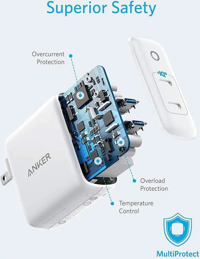 Alt view image 7 of 7 - USB C Charger 40W 2-Port PIQ 3.0 PowerPort III Duo Type C Foldable Fast Charger Power Delivery for iPhone 15/15 Plus/15 Pro/15 Pro Max/14 Galaxy Pixel iPad/iPad Mini and More