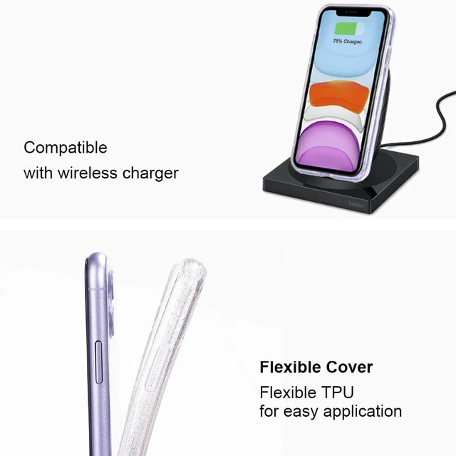 Alt view image 5 of 7 - Compatible with iPhone 11 Case Clear Glitter Sparkle Bling Anti-Scratch Shockproof Protective Flexible Phone Cases Cute Slim Thin Bumper Cover for Women Girls (6.1 inch) 2019