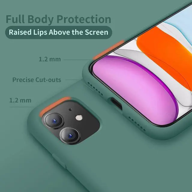 Alt view image 3 of 7 - for iPhone 11 Case, Silicone Ultra Slim Shockproof Phone Case with [Soft Anti-Scratch Microfiber Lining], 6.1 inch, Midnight Green