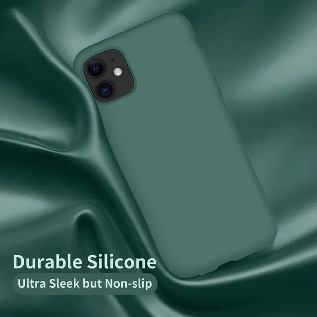 Alt view image 4 of 7 - for iPhone 11 Case, Silicone Ultra Slim Shockproof Phone Case with [Soft Anti-Scratch Microfiber Lining], 6.1 inch, Midnight Green