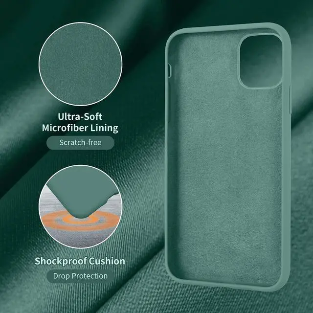 Alt view image 5 of 7 - for iPhone 11 Case, Silicone Ultra Slim Shockproof Phone Case with [Soft Anti-Scratch Microfiber Lining], 6.1 inch, Midnight Green