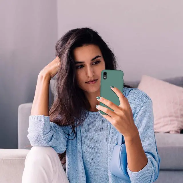 Alt view image 7 of 7 - Cordking Designed for iPhone XR Case, Silicone Ultra Slim Shockproof Phone Case with [Soft Anti-Scratch Microfiber Lining], 6.1 inch, Midnight Green