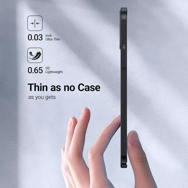 Alt view image 2 of 7 - Slim Fit for iPhone 12 Pro Max Case Ultra-Thin Sturdy Protective Cover with Non-Slip Grip & No Fingerprint Hard Plastic Super Slim Phone Case for iPhone 12 Pro Max Phone Case 6.7", Space Black