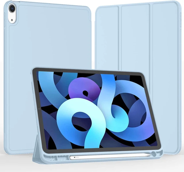 Alt view image 2 of 7 - iMieet iPad Air 11 Inch Case M4/M3/M2(2026/2025/2024), iPad Air 5th/4th Generation Case 2022/2020 10.9 Inch with Pencil Holder,Trifold Stand Smart Case with Soft TPU Back(Sky Blue)