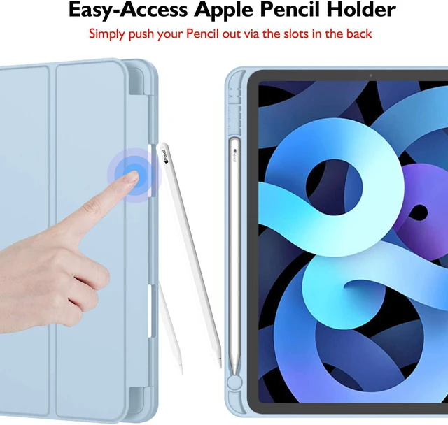 Alt view image 3 of 7 - iMieet iPad Air 11 Inch Case M4/M3/M2(2026/2025/2024), iPad Air 5th/4th Generation Case 2022/2020 10.9 Inch with Pencil Holder,Trifold Stand Smart Case with Soft TPU Back(Sky Blue)