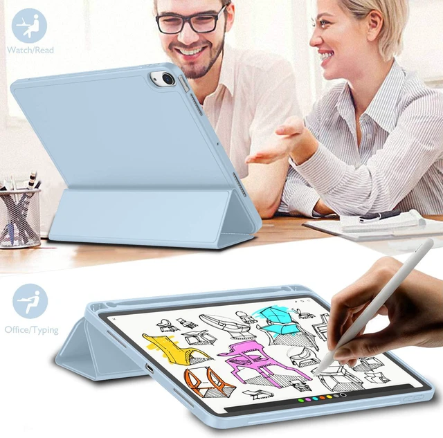 Alt view image 6 of 7 - iMieet iPad Air 11 Inch Case M4/M3/M2(2026/2025/2024), iPad Air 5th/4th Generation Case 2022/2020 10.9 Inch with Pencil Holder,Trifold Stand Smart Case with Soft TPU Back(Sky Blue)