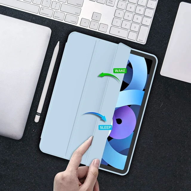 Alt view image 7 of 7 - iMieet iPad Air 11 Inch Case M4/M3/M2(2026/2025/2024), iPad Air 5th/4th Generation Case 2022/2020 10.9 Inch with Pencil Holder,Trifold Stand Smart Case with Soft TPU Back(Sky Blue)