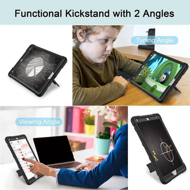 Alt view image 3 of 7 - Case for iPad 9th Generation/iPad 8th Generation/iPad 7th Generation (10.2 Inch 2021/2020/2019 Model) Slim Heavy Duty Shockproof Rugged Protective Case for iPad 10.2 inch Black