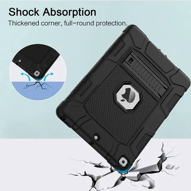 Alt view image 4 of 7 - Case for iPad 9th Generation/iPad 8th Generation/iPad 7th Generation (10.2 Inch 2021/2020/2019 Model) Slim Heavy Duty Shockproof Rugged Protective Case for iPad 10.2 inch Black