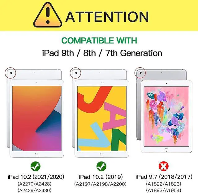Alt view image 2 of 7 - Case for iPad 9th Generation/iPad 8th Generation/iPad 7th Generation (10.2 Inch 2021/2020/2019 Model) Slim Heavy Duty Shockproof Rugged Protective Case for iPad 10.2 inch Black