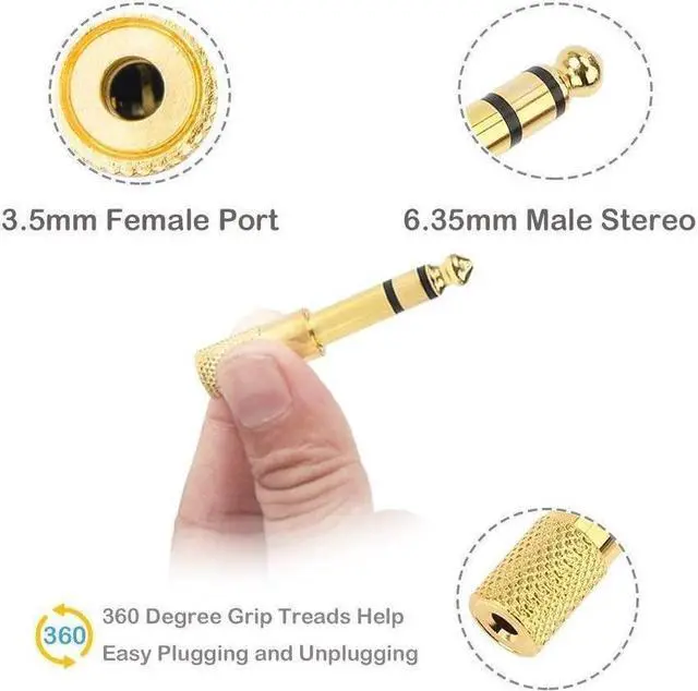 Alt view image 3 of 5 - 1/4 Adapter - 549346 Authentic Genuine 6.35mm Adapter Jack - 3.5mm (1/8 Inch) to (1/4 Inch)