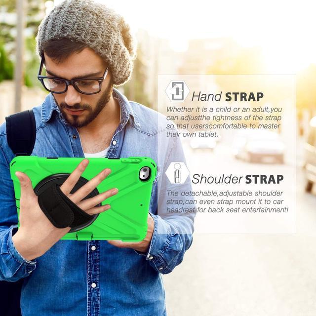 Alt view image 5 of 7 - iPad Mini 5th Gen Case, Mini 4 iPad Case - Heavy Duty Rugged Case with Pencil Holder, Handle, Kickstand, Shoulder Strap for iPad Mini 5th /4th Gen,[Pencil not Included] - Green