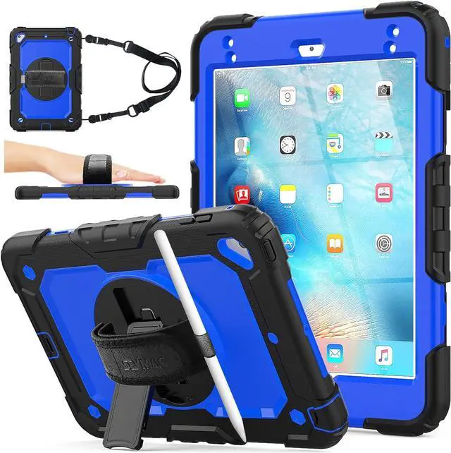 Main image of Case for Pad Mini 5/4, Protection [Full-Body] Case with 360 Degrees Rotating Stand [Pencil Holder] [Screen Protector] Hand Strap for Pad Mini 5th/4th Generation 7.9 inch(Blue+Black)
