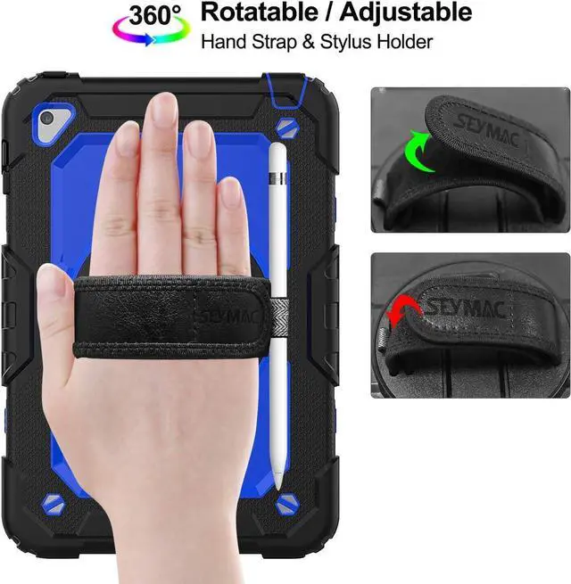 Alt view image 2 of 7 - Case for Pad Mini 5/4, Protection [Full-Body] Case with 360 Degrees Rotating Stand [Pencil Holder] [Screen Protector] Hand Strap for Pad Mini 5th/4th Generation 7.9 inch(Blue+Black)