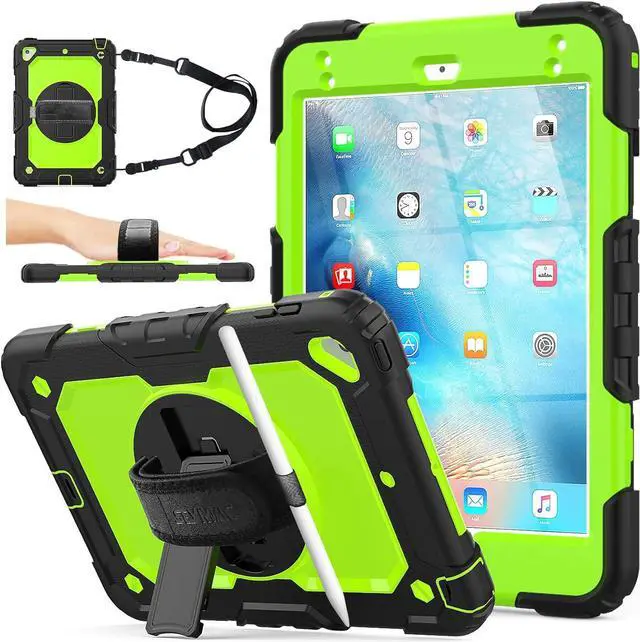 Main image of Case for Pad Mini 5/ Mini 4, Drop-Proof Protection Case with 360 Degrees Rotating Stand [Pencil Holder] Screen Protector Hand Strap for Pad Mini 5th / 4th Generation 7.9''(Green+Black)