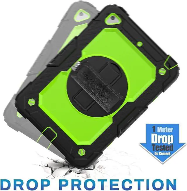 Alt view image 3 of 7 - Case for Pad Mini 5/ Mini 4, Drop-Proof Protection Case with 360 Degrees Rotating Stand [Pencil Holder] Screen Protector Hand Strap for Pad Mini 5th / 4th Generation 7.9''(Green+Black)