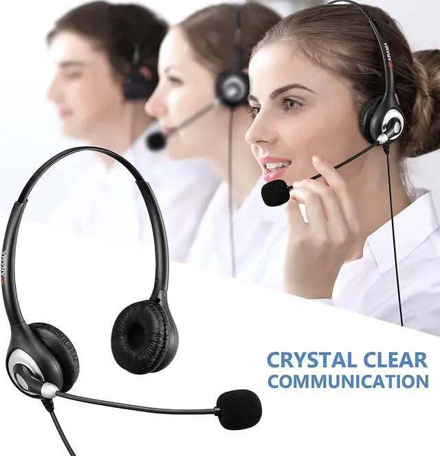 Alt view image 2 of 6 - Phone Headset 2.5Mm With Noise Canceling Mic & Mute Switch Ultra Comfort Telephone Headset For Panasonic At&T Vtech Uniden Grandstream Polycom Cordless Phones