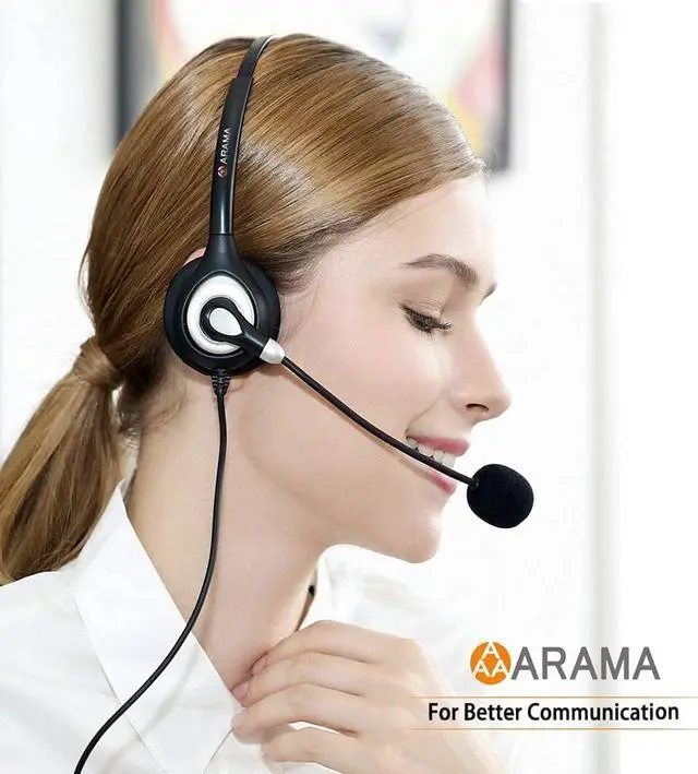 Alt view image 5 of 6 - Phone Headset 2.5Mm With Noise Canceling Mic & Mute Switch Ultra Comfort Telephone Headset For Panasonic At&T Vtech Uniden Grandstream Polycom Cordless Phones