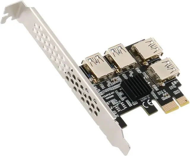 Alt view image 2 of 7 - PCI-E 1x to 16x Riser Card PCI-Express 1 to 4 Slot PCIe USB3.0 Adapter Port Multiplier Miner Card for BTC Bitcoin Miner Mining (No Cable)
