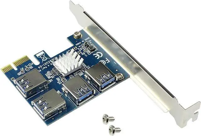 Alt view image 7 of 7 - BGNing 1 to 4 PCI Express 16X Slots Riser Card PCI-E 1X to External 4 PCI-E Slot Adapter PCIe Multiplier Card USB 3.0 Mining Special Riser Card for Bitcoin Miner