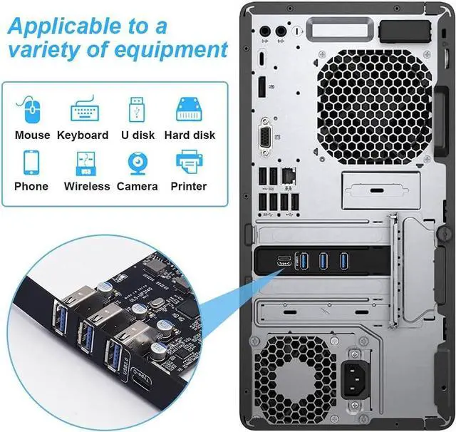 Alt view image 4 of 5 - PCI-E to USB 3.0 4 Ports(1 X USB-C - 3 X USB-A) Expansion Card, PCI Express USB Add in Expansion Card, Internal USB3 Hub for Desktop PC Host Card Support Windows 10/8/7/XP and MAC OS 10.8.2 Above