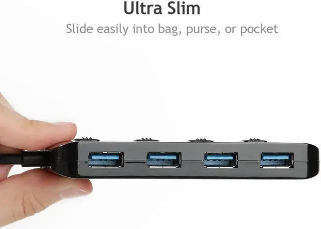 Alt view image 3 of 5 - Multi USB Port Expander, LYFNLOVE Ultra Slim USB Hub 3.0, 4-Ports USB Splitter High-Speed USB Data Hub with Individual On/Off Power Switches for Laptop, Computer, PC, Thumb Driver and More
