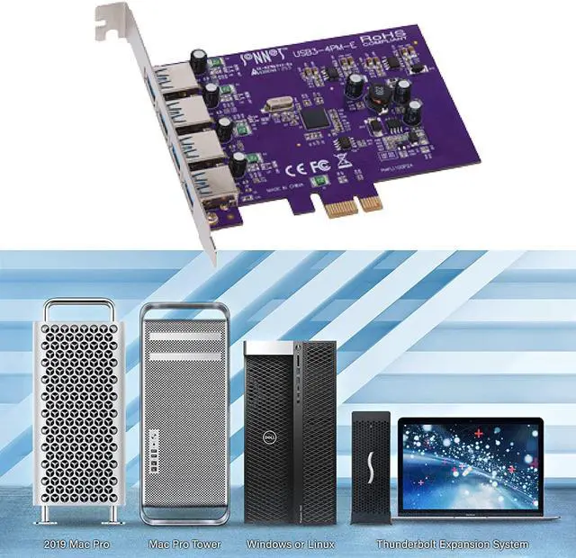 Alt view image 2 of 3 - Allegro Type A USB 3.2 | 3.0 PCIe 4-Port PCIe Card (Mac and Windows Compatible)