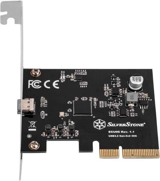 Alt view image 4 of 7 - SilverStone Technology ECU06, SuperSpeed USB 20Gbps/USB-C 3.2 Gen 2x2 PCIe Expansion Card, SST-ECU06, TAA Compliant