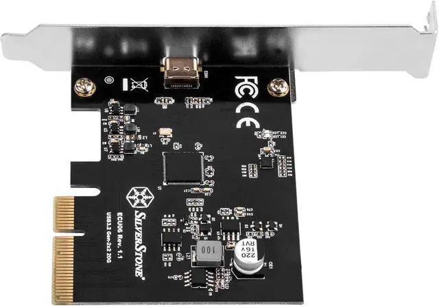 Alt view image 2 of 7 - SilverStone Technology ECU06, SuperSpeed USB 20Gbps/USB-C 3.2 Gen 2x2 PCIe Expansion Card, SST-ECU06, TAA Compliant