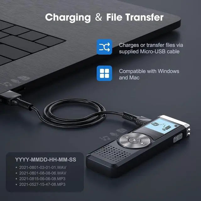 Alt view image 6 of 7 - Digital Voice Recorder, KINPEE 16GB Audio Sound Recorder Portable MP3 Recorder Dictaphone for Meeting Lecture Rechargeable Recording Device Voice Activated Recorder with Playback for Interview
