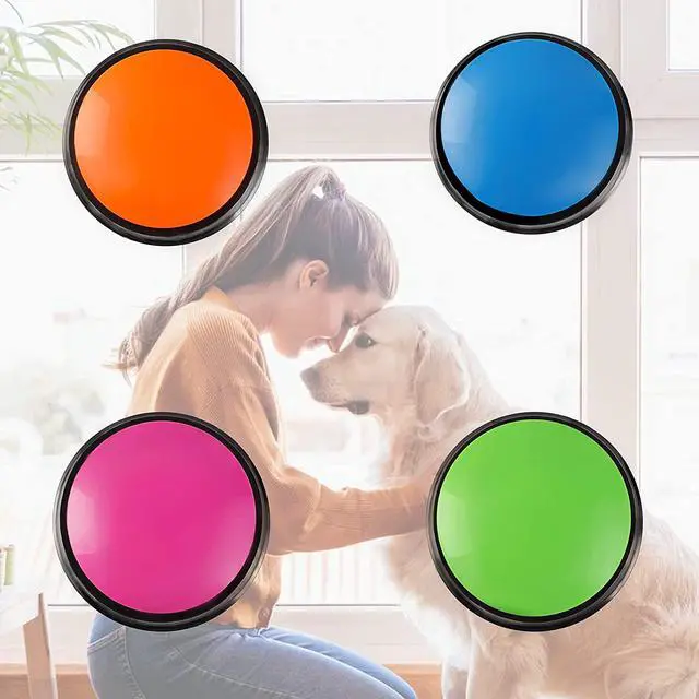 Alt view image 4 of 7 - Voice Recording Button, Dog Buttons for Communication Pet Training Buzzer, 30 Second Record & Playback, Funny Gift for Study Office Home 4 Packs (Rose Red + Dark Blue + Green + Orange)