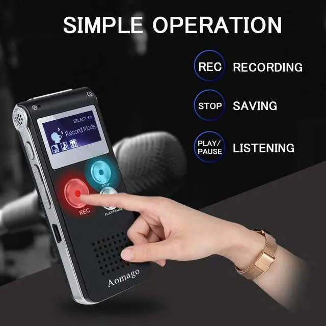 Alt view image 3 of 7 - 64GB Digital Voice Recorder Voice Activated Recorder for Lectures, Meetings, Interviews Aomago Audio Recorder Portable Tape Dictaphone with Playback, USB, MP3