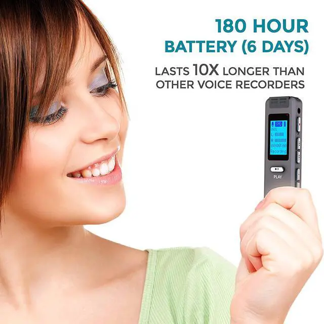 Alt view image 2 of 7 - Digital Voice Recorder dB9PRO 32GB Expandable by 32GB, Portable Rechargeable USB Voice Activated Dictaphone, MP3 Player, Mini Audio Recording Device, Built-in Microphone, Speaker for Lectures (32GB)