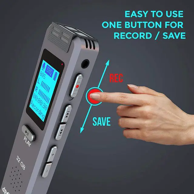 Alt view image 4 of 7 - Digital Voice Recorder dB9PRO 32GB Expandable by 32GB, Portable Rechargeable USB Voice Activated Dictaphone, MP3 Player, Mini Audio Recording Device, Built-in Microphone, Speaker for Lectures (32GB)
