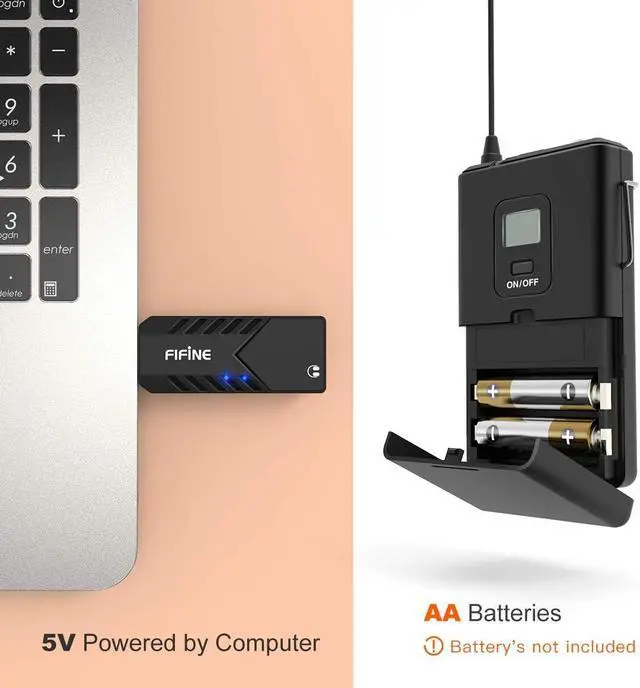 Alt view image 4 of 7 - Wireless Microphones for Computer, USB Wireless Microphone System for PC and Mac,Headset UHF Wireless System with USB Receiver,Transmitter,Headset and Clip Lavalier Lapel Mic-K031B