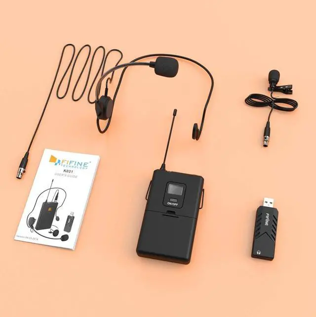 Alt view image 6 of 7 - Wireless Microphones for Computer, USB Wireless Microphone System for PC and Mac,Headset UHF Wireless System with USB Receiver,Transmitter,Headset and Clip Lavalier Lapel Mic-K031B