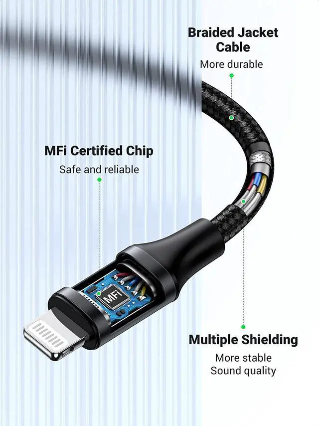 Alt view image 6 of 7 - UGREEN Lightning to 3.5mm Adapter Apple MFi Certified Headphone Adapter for iPhone Lightning to Audio Aux Jack Dongle Converter Compatible with iPhone 13 Mini 12 Pro SE 11 Pro Max X XR XS 8 8P, Black