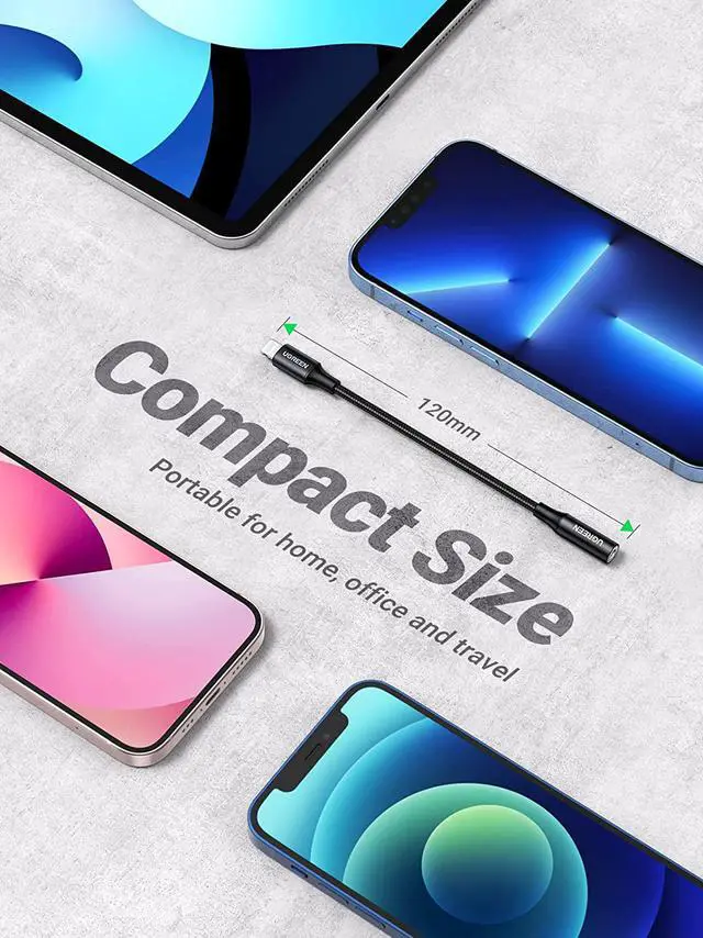 Alt view image 7 of 7 - UGREEN Lightning to 3.5mm Adapter Apple MFi Certified Headphone Adapter for iPhone Lightning to Audio Aux Jack Dongle Converter Compatible with iPhone 13 Mini 12 Pro SE 11 Pro Max X XR XS 8 8P, Black