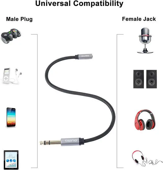 Alt view image 2 of 7 - 1/4 to 3.5mm Headphone Adapter 1/4 Male to 1/8 Female Extension Audio Cable for Headphones Amplifiers Guitar Amp Keyboard Piano Home Theater Speaker Mixing Console - 1 feet