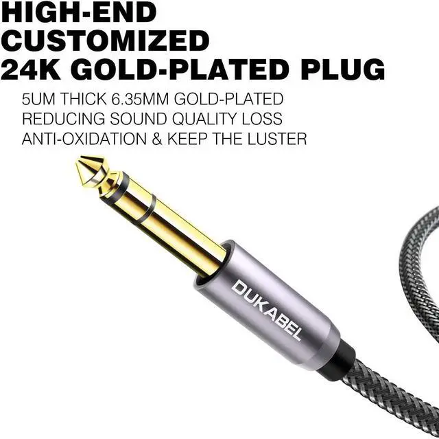 Alt view image 3 of 7 - TopSeries Long 6.35mm (1/4 inch) to 3.5mm (1/8 inch) Headphone Jack Adapter -8ft (2.4m) 1/8 Female to 1/4 Male Extension Cable 3.5 to 6.35 for Mixer Guitar Piano Amplifier Speaker and More