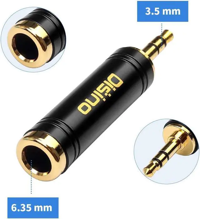 Alt view image 2 of 7 - 3.5mm to 1/4 Inch Headphone Adapter 1/4 Inch Jack Male to 1/8 Inch Female Mini Jack Stereo Adapter Gold-Plated Pure Copper Aux Audio Interface Headphone Converter Black - 2 Pack