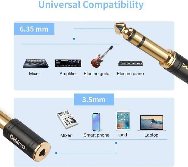 Alt view image 6 of 7 - 3.5mm to 1/4 Inch Headphone Adapter 1/4 Inch Jack Male to 1/8 Inch Female Mini Jack Stereo Adapter Gold-Plated Pure Copper Aux Audio Interface Headphone Converter Black - 2 Pack