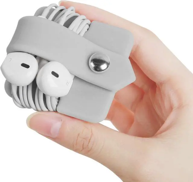 Alt view image 2 of 7 - Silicone Earphone Organizer Earphone Wrap Winder Headphone Cord Organizer Wrap Winder Manager/Cable Winder(Gray, 1 Piece)