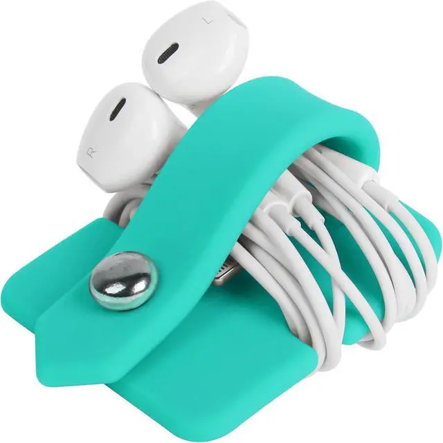 Alt view image 2 of 7 - Cord Organizer Earbuds Holder Earphone Wrap Earphones Organizer Headset Headphone Earphone Wrap Winder Cord Manager Cable Winder Blue