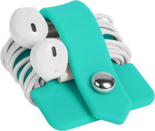Alt view image 3 of 7 - Cord Organizer Earbuds Holder Earphone Wrap Earphones Organizer Headset Headphone Earphone Wrap Winder Cord Manager Cable Winder Blue