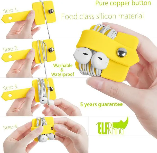 Alt view image 6 of 7 - Portable Electronic Device Cover Cord Organizer for Earphones, Yellow