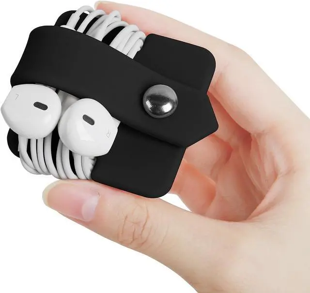 Alt view image 3 of 7 - Headphone Case Cord Organizer Earbuds Holder Earphones Case Wrap Winder Headset Keeper Cord Manager Cable Organizer Black | Cord Organizer