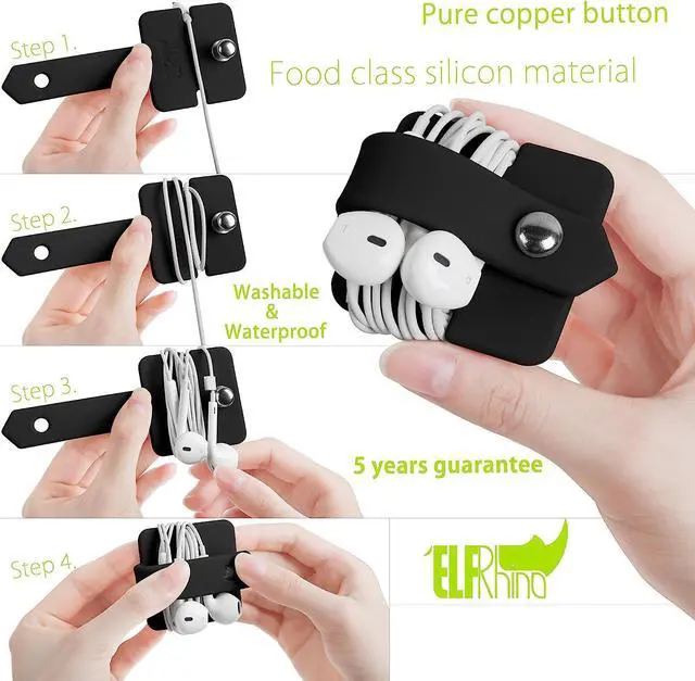 Alt view image 6 of 7 - Headphone Case Cord Organizer Earbuds Holder Earphones Case Wrap Winder Headset Keeper Cord Manager Cable Organizer Black | Cord Organizer