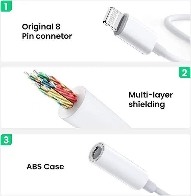 Alt view image 3 of 7 - 2 Pack [ MFi Certified]  Lightning to 3.5 mm Headphone Jack Adapter iPhone Aux Audio Dongle 3.5mm Jack Earphone Cable Converter Compatible for iPhone 14 13 12 11 Pro Max XS XR X 8 7 6 iPad