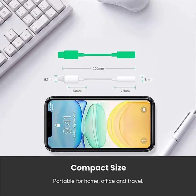 Alt view image 6 of 7 - 2 Pack [ MFi Certified]  Lightning to 3.5 mm Headphone Jack Adapter iPhone Aux Audio Dongle 3.5mm Jack Earphone Cable Converter Compatible for iPhone 14 13 12 11 Pro Max XS XR X 8 7 6 iPad